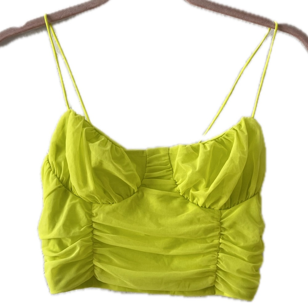 Tic Toc Tulle Neon Yellow Corset Crop Top Medium